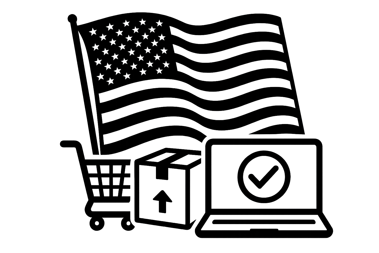 us flag and online orders black and white png clipart